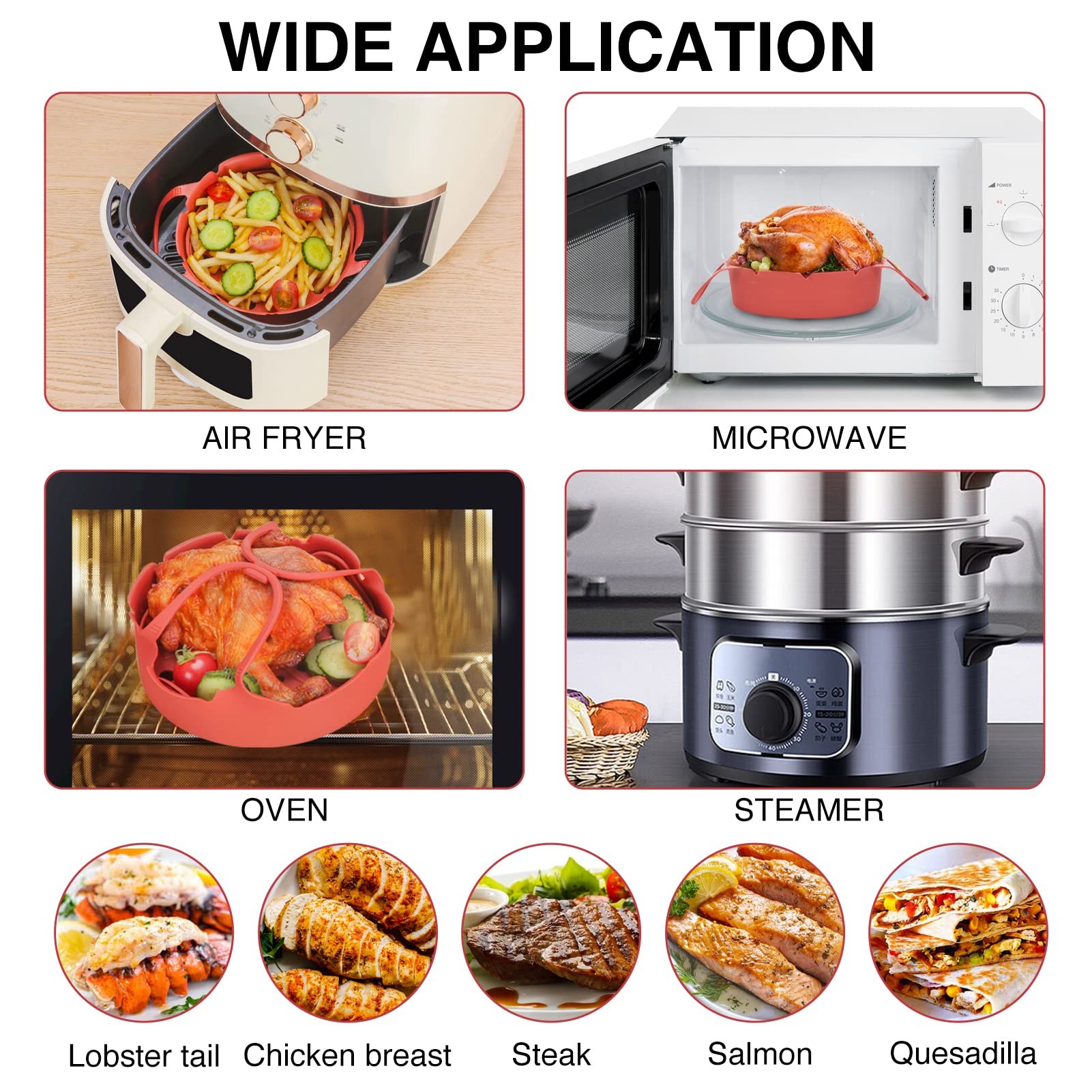 PRANAHEART Airfryer Liner Set for 3-6QT - FDA Tested, Non-Toxic & Eco-Friendly Silicone Solution Against Greasy Air Fryer Liners