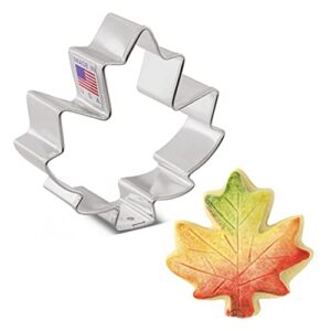 small maple leaf cookie cutter, 2.75" made in usa by ann clark
