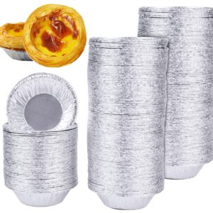 Yesland 500 Pack Aluminum Foil Egg Tart Molds, 2.8 Inch Disposable Pie Tins Pans and Tinfoil Cupcake Circular Baking Cup for Baking, Making Tarts, Quiche Pie, Caramel Pudding