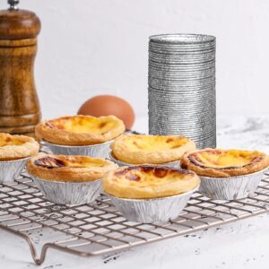 Yesland 500 Pack Aluminum Foil Egg Tart Molds, 2.8 Inch Disposable Pie Tins Pans and Tinfoil Cupcake Circular Baking Cup for Baking, Making Tarts, Quiche Pie, Caramel Pudding