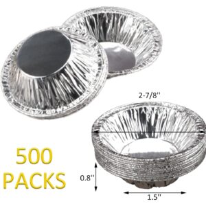 Yesland 500 Pack Aluminum Foil Egg Tart Molds, 2.8 Inch Disposable Pie Tins Pans and Tinfoil Cupcake Circular Baking Cup for Baking, Making Tarts, Quiche Pie, Caramel Pudding