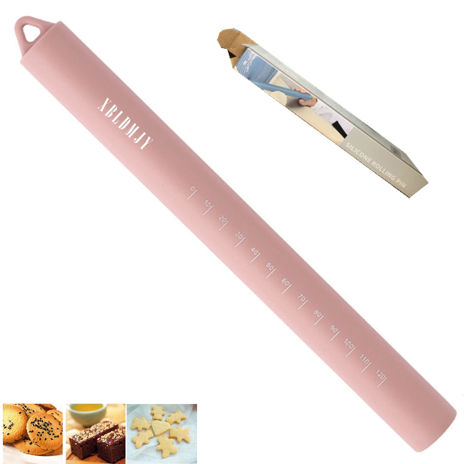 XBLDMJY Small stainless Steel Inner Core Silicone Rolling Pin Non-stick Dough Roller(Pink)