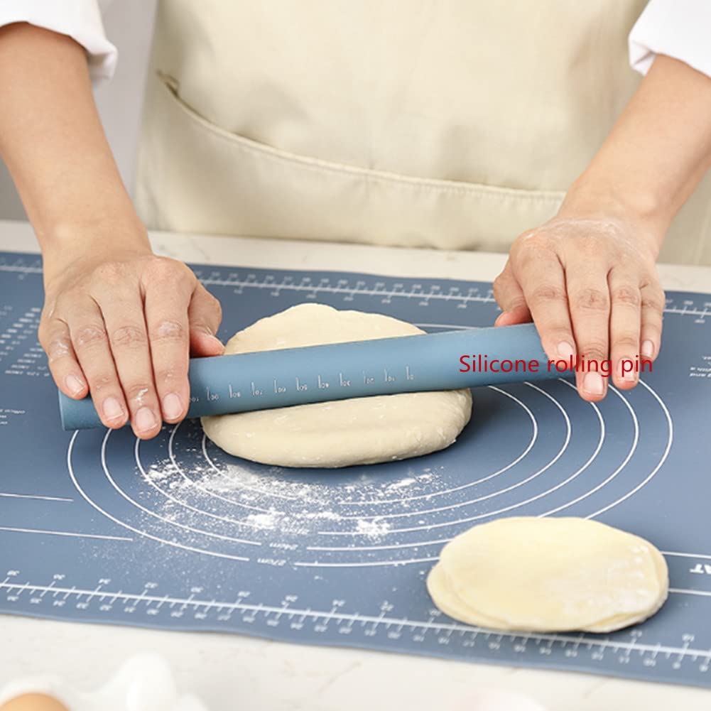 XBLDMJY Small stainless Steel Inner Core Silicone Rolling Pin Non-stick Dough Roller(Pink)