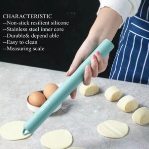 XBLDMJY Small stainless Steel Inner Core Silicone Rolling Pin Non-stick Dough Roller(Pink)