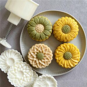 Fogun 200g Flower Shape Plastic Mooncake Molds Mooncake Mold DIY Baking Accessories Kitchen Tools for Mid-Autumn Festival