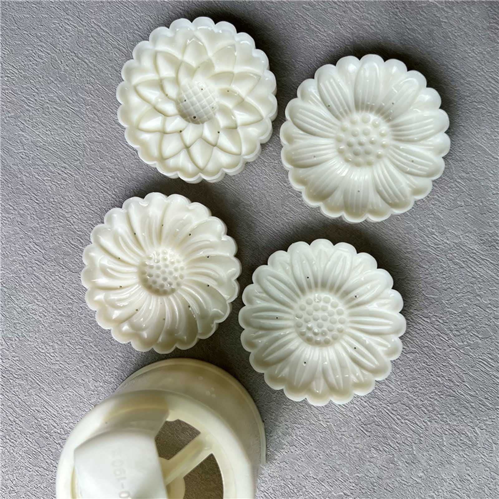 Fogun 200g Flower Shape Plastic Mooncake Molds Mooncake Mold DIY Baking Accessories Kitchen Tools for Mid-Autumn Festival