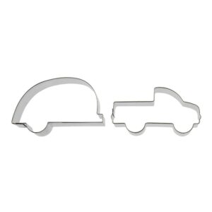 Lets Go Camping! Cookie Cutter 2 Pc Set – Camper, Pickup Truck Cookie Cutters Hand Made in the USA from Tin Plated Steel