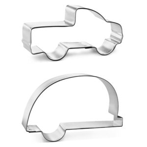 Lets Go Camping! Cookie Cutter 2 Pc Set – Camper, Pickup Truck Cookie Cutters Hand Made in the USA from Tin Plated Steel