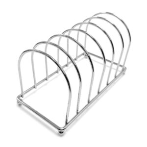 supreme housewares toast rack stainless steel toast holder rack round ball feet 6 slice slot toast rack breakfast carry bread loaf slice holder stand table serving for baking, kitchen supplies