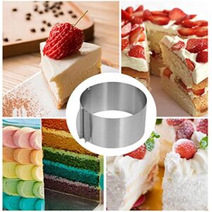 CdyBox 6 to 12 Inch Adjustable Mousse Cake Molds Round and Square Cake Ring Set Tool Stainless Steel Cake Ring 2 Pieces