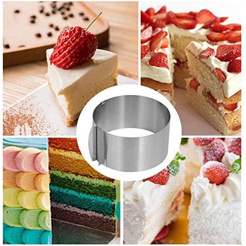 CdyBox 6 to 12 Inch Adjustable Mousse Cake Molds Round and Square Cake Ring Set Tool Stainless Steel Cake Ring 2 Pieces