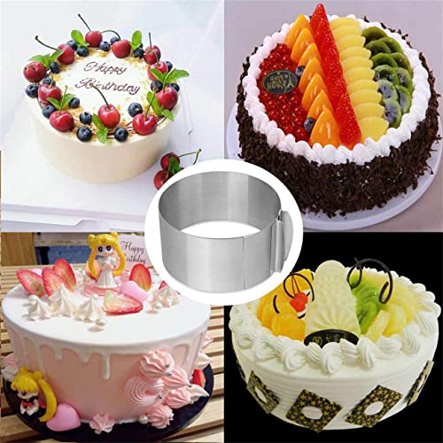 CdyBox 6 to 12 Inch Adjustable Mousse Cake Molds Round and Square Cake Ring Set Tool Stainless Steel Cake Ring 2 Pieces