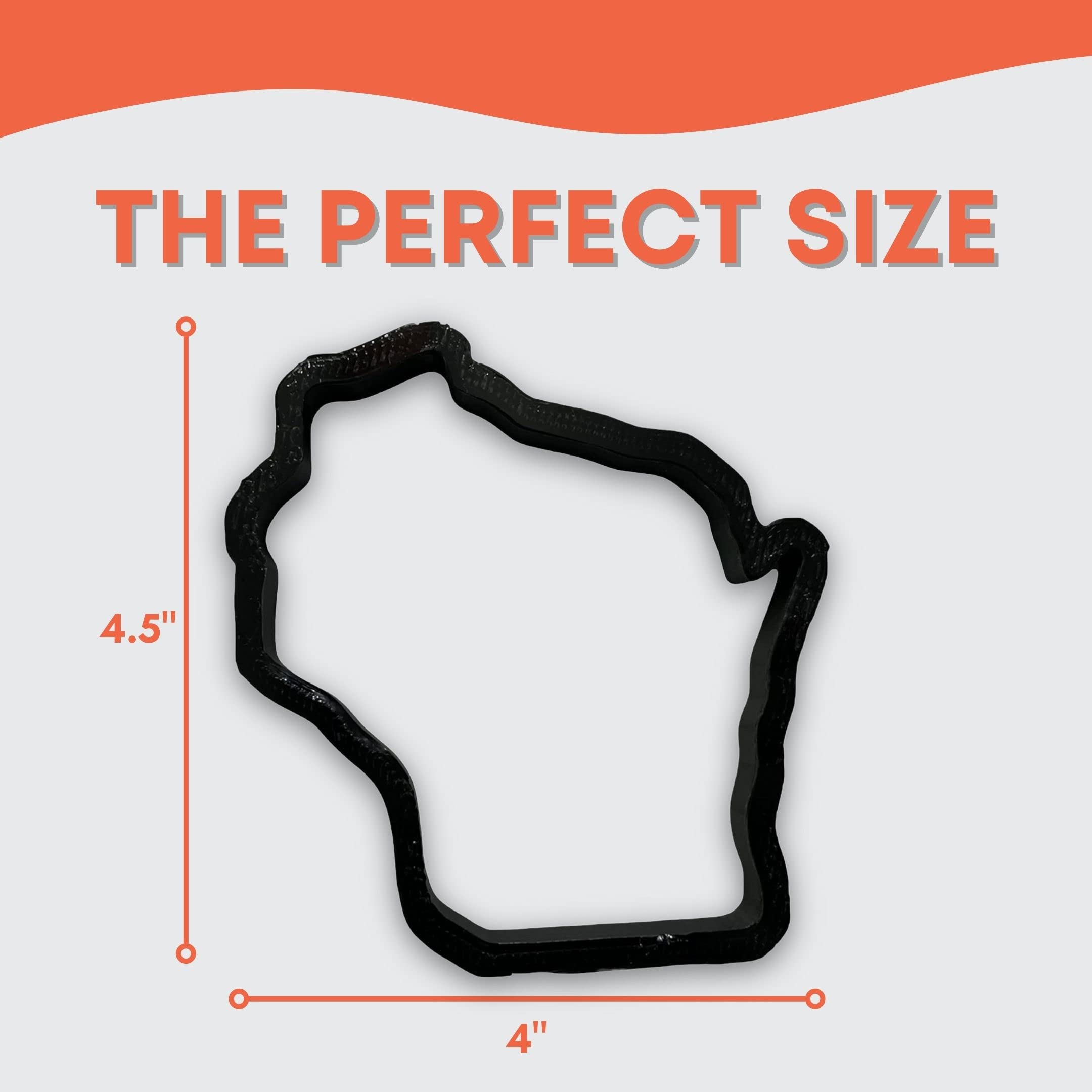 Wisconsin State Cookie Cutter with Easy to Push Design (4 inch)