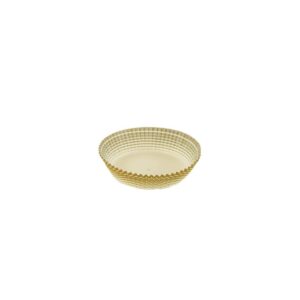 novacart round paper cup with gold-patterned outside, 3" base diameter, 7/8" high, pack of 200