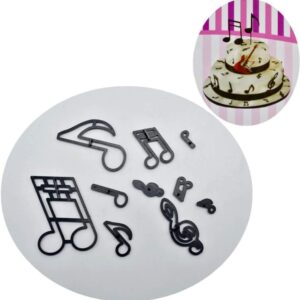 Musical Note Fondant Cutter, Dfinego 10PCS Cookie Cutters Set for Party/Anniversary/Wedding/Engagement Cake Decorating Fondant Mould Sugar Craft Cutting Tool