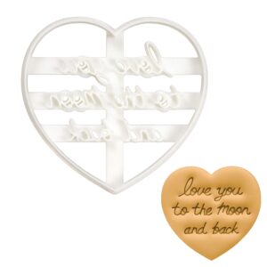 love you to the moon and back in cursive cookie cutter, 1 piece - bakerlogy