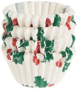 fox run christmas disposable bake cups, 1.5 x 1.5 x 0.75 inches, white