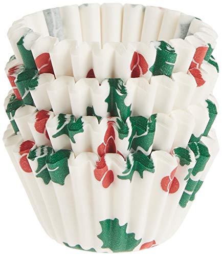 Fox Run Christmas Disposable Bake Cups, 1.5 x 1.5 x 0.75 inches, White