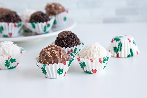 Fox Run Christmas Disposable Bake Cups, 1.5 x 1.5 x 0.75 inches, White