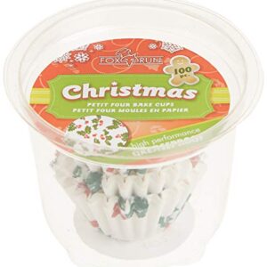 Fox Run Christmas Disposable Bake Cups, 1.5 x 1.5 x 0.75 inches, White