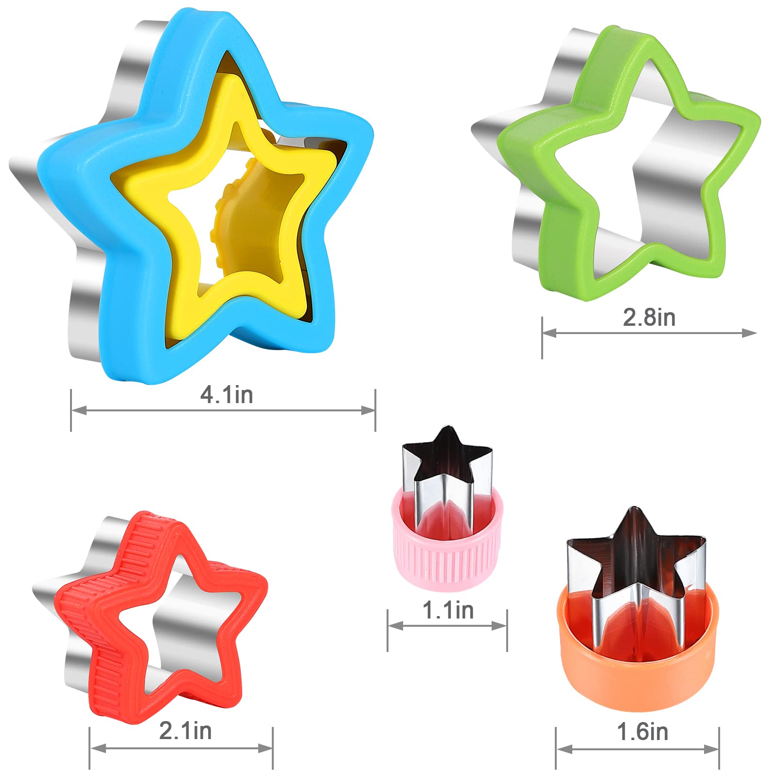 MUYIYAMEI Star Cookie Cutters Set Sandwich Cutter and Sealer Five-Pointed Star Cutter Star Shaped Cookie Cutter Biscuit Molds Fondant Cake Cheese Cutter Pastry Mold Bakeware Tools (Assorted Sizes)