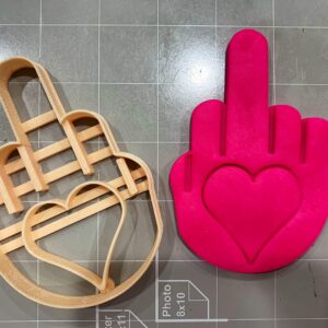 Middle Finger with Heart Imprint Cookie Cutter