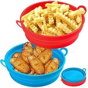 dfacio 2pack silicone air fryer liners, 7.5inch reusable non-stick air fryer accessories, bpa free silicone air fryer pot (fit 3-5 qt)