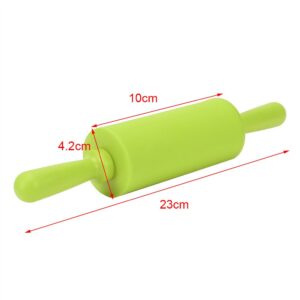 Non-Stick Silicone Rolling Pin Dough Rollers for Baking and Rolling Dough with Wooden Handle for Home Kitchen Children Cake 9 Inch(Red)