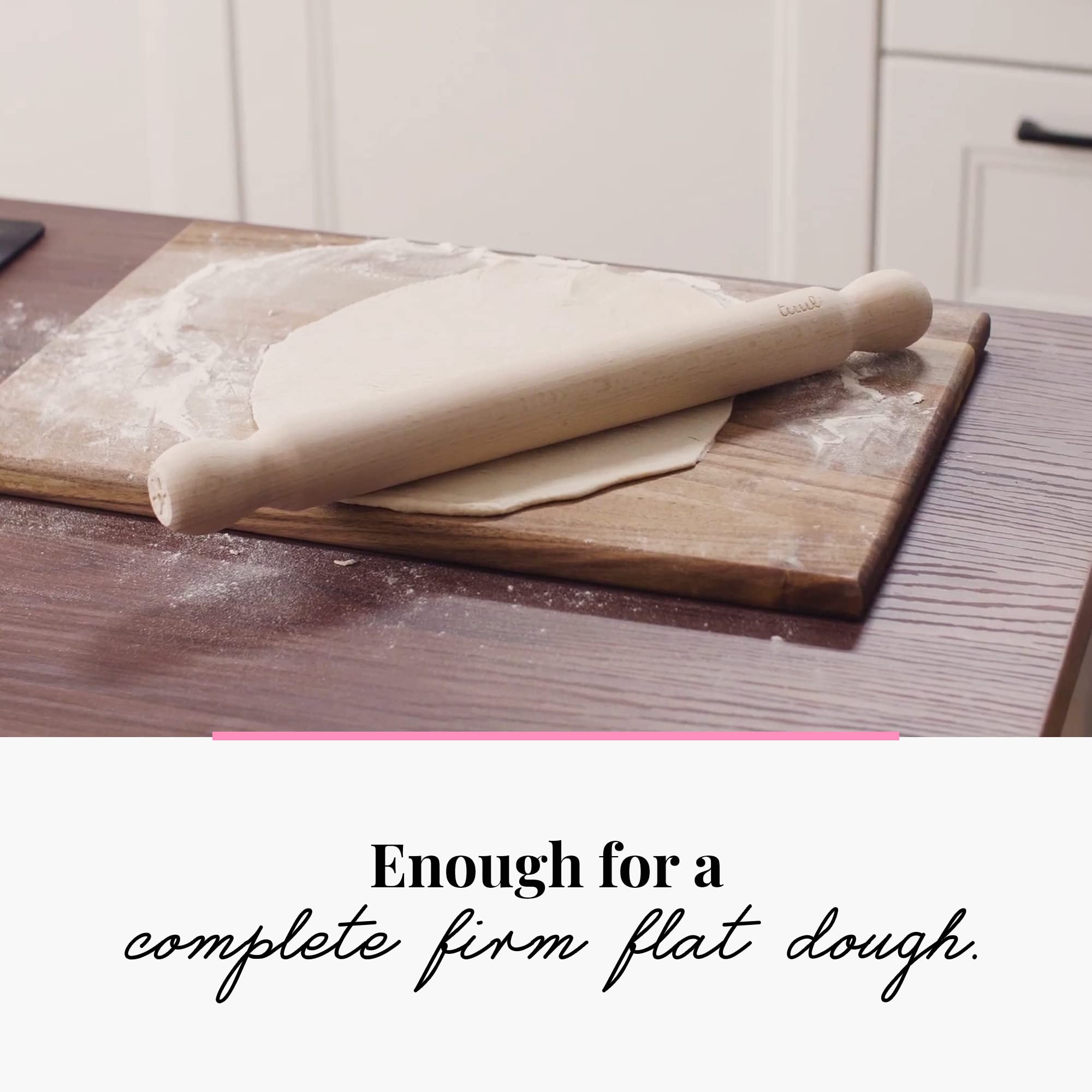 Tuuli Kitchen – French Wooden Rolling Pin, Baking Roller for Rolling Out Pizza, Pasta, Puff and Other Doughs, 40 x 4 cm