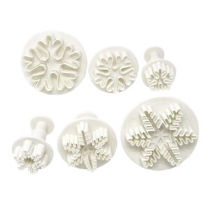 honbay 6pcs plastic snowflake fondant cookie cake plunger cutters molds embossing tools for baking