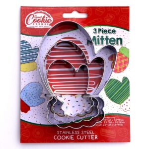 sweet cookie crumbs mitten cookie cutter - stainless steel - dishwasher safe (mitten 3 piece)