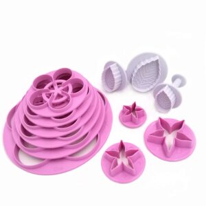 Gobaker Rose Petal Calyx Leaf Cutter Set Gumpaste Flower Mold Sugarcraft Fondant Modelling Tools for Cake Decorating，Pack of 12