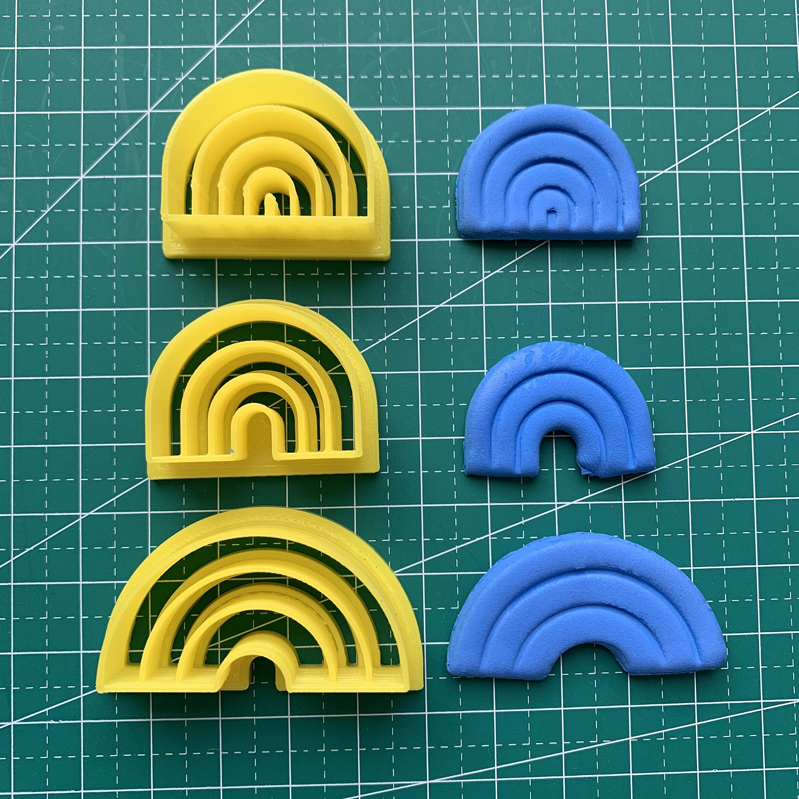 Set of 3 Rainbow Combined Stamp Polymer Clay Cutters 