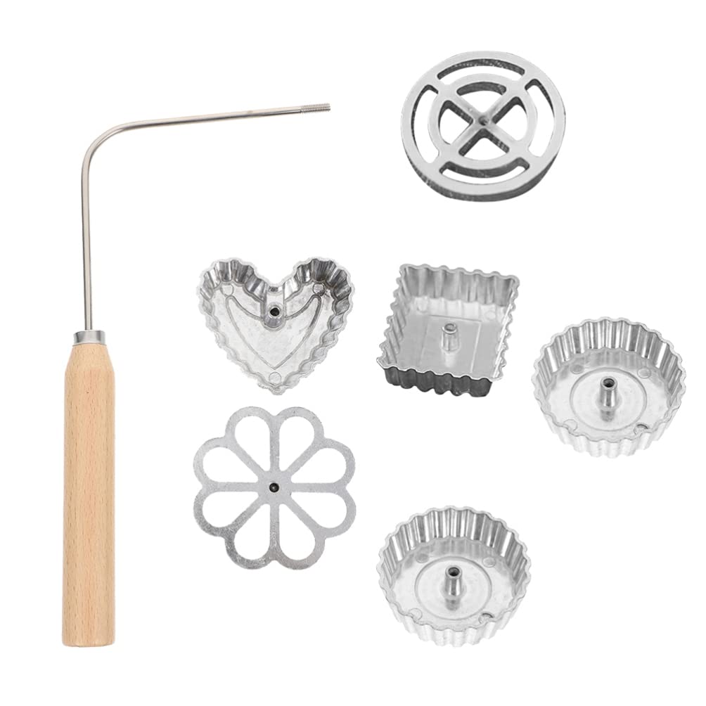 Hemoton 7pcs Rosette and Timbale Set Aluminum Waffle Molds Swedish Rosette Cutter Bunuelos Molds Waffle Molds Rosettes Set for Baking Cake Cookie