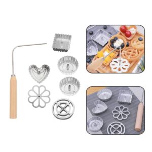 Hemoton 7pcs Rosette and Timbale Set Aluminum Waffle Molds Swedish Rosette Cutter Bunuelos Molds Waffle Molds Rosettes Set for Baking Cake Cookie