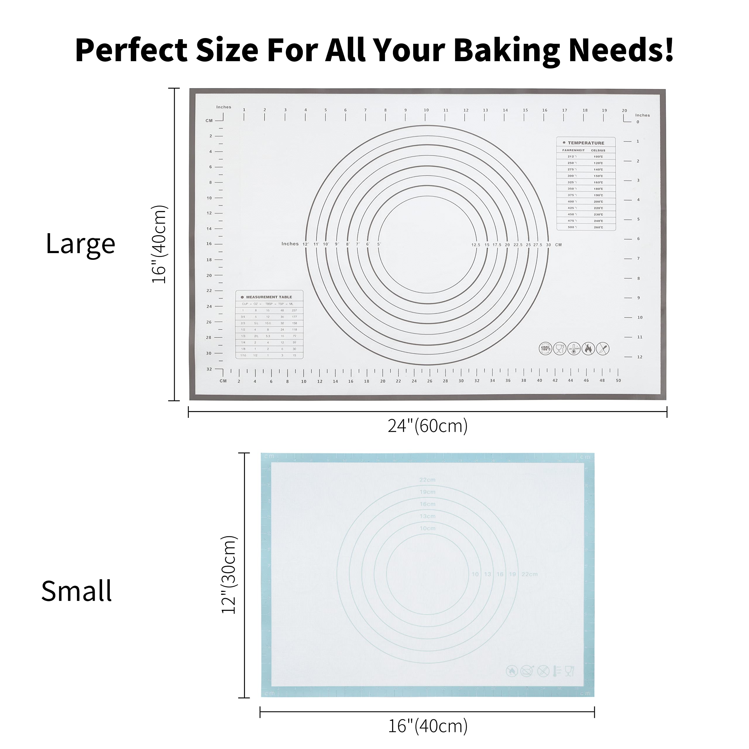 Silicone Baking Mat Kit, Non-Stick Food Grade Silicone Mats Set of 2 Half Sheet Macaron Mats, 6 Piping Tip,2 Piping Bag and 2 Tie Heat Resistant,BPA Free-Reusable Nonstick Liners for Baking Pans