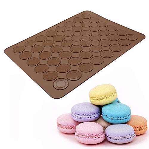 Macaron Silicone Baking Mat, Macaron Mat Almond muffin chocolate chip cookies 48 Capacity (brown)