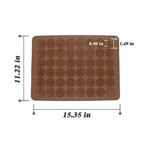 Macaron Silicone Baking Mat, Macaron Mat Almond muffin chocolate chip cookies 48 Capacity (brown)