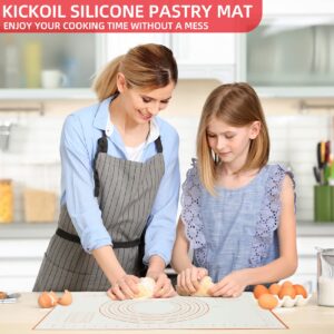 Silicone Pastry Mat 2 Pack Non Stick Baking Mat with Measuremenst 16" x 12" Small Non Slip Silicone Baking Mat for Fondant/Rolling Dough/Pie Crust/Cookies/Pizza/Bread BPA Free Kneading Mat