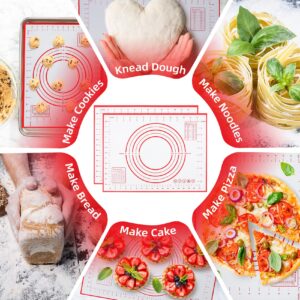 Silicone Pastry Mat 2 Pack Non Stick Baking Mat with Measuremenst 16" x 12" Small Non Slip Silicone Baking Mat for Fondant/Rolling Dough/Pie Crust/Cookies/Pizza/Bread BPA Free Kneading Mat