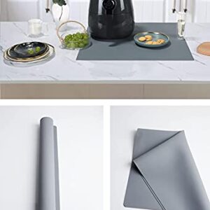 Multipurpose Silicone Mats for Kitchen Counter, Countertop Protector, Heat Resistant Mat for Air Fryer to Site on, 23.6"x23.6"x0.08" Dark Grey