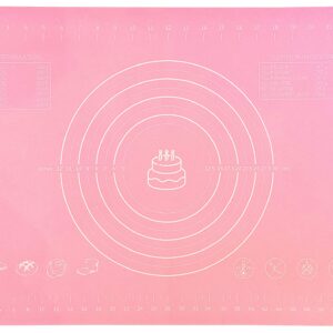 Pink Silicone Baking Mat Pastry Mat For Rolling Out Dough Pastry Pie Crust and Fondant Nonstick Thick Large 25” X 18” With Measurement, BPA Free Non stick Non Slip and Easy to Clean Reusable