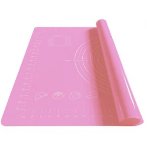 Pink Silicone Baking Mat Pastry Mat For Rolling Out Dough Pastry Pie Crust and Fondant Nonstick Thick Large 25” X 18” With Measurement, BPA Free Non stick Non Slip and Easy to Clean Reusable