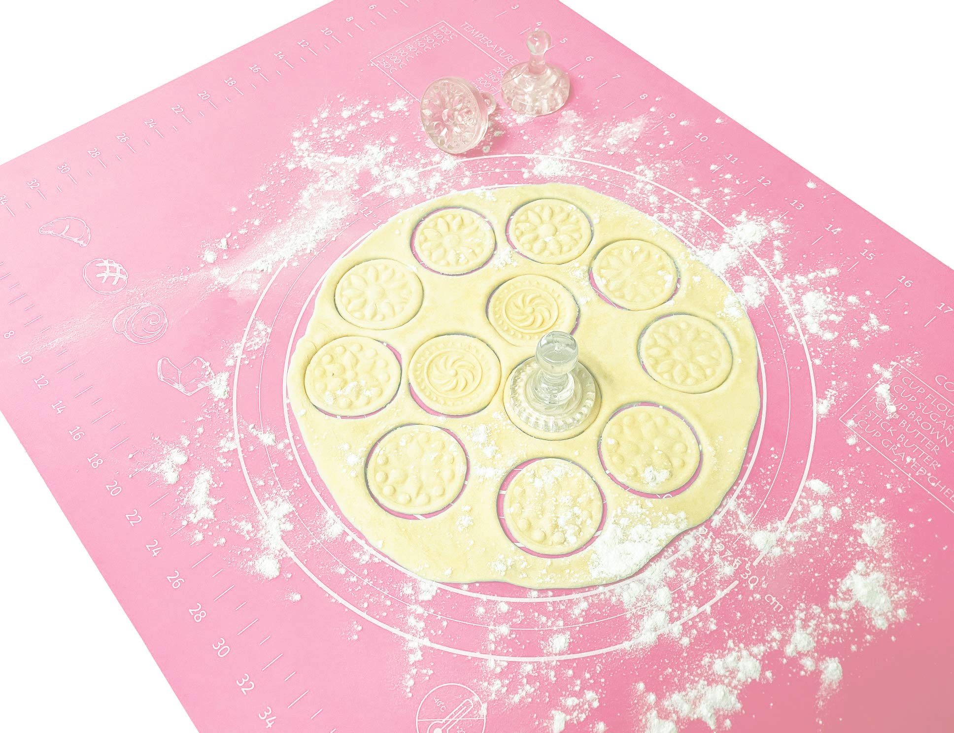 Pink Silicone Baking Mat Pastry Mat For Rolling Out Dough Pastry Pie Crust and Fondant Nonstick Thick Large 25” X 18” With Measurement, BPA Free Non stick Non Slip and Easy to Clean Reusable