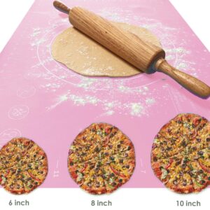 Pink Silicone Baking Mat Pastry Mat For Rolling Out Dough Pastry Pie Crust and Fondant Nonstick Thick Large 25” X 18” With Measurement, BPA Free Non stick Non Slip and Easy to Clean Reusable