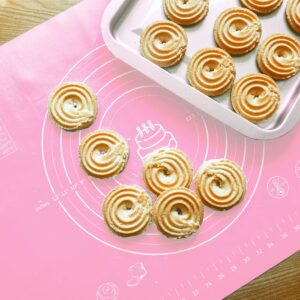 Pink Silicone Baking Mat Pastry Mat For Rolling Out Dough Pastry Pie Crust and Fondant Nonstick Thick Large 25” X 18” With Measurement, BPA Free Non stick Non Slip and Easy to Clean Reusable