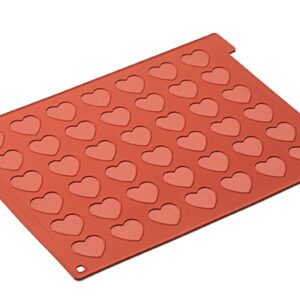 Silikomart 23.043.00.0065 mac03 Mat for Macaroons 42 Brick Shape Heart Red 5.5 x 5.5 x 12 "