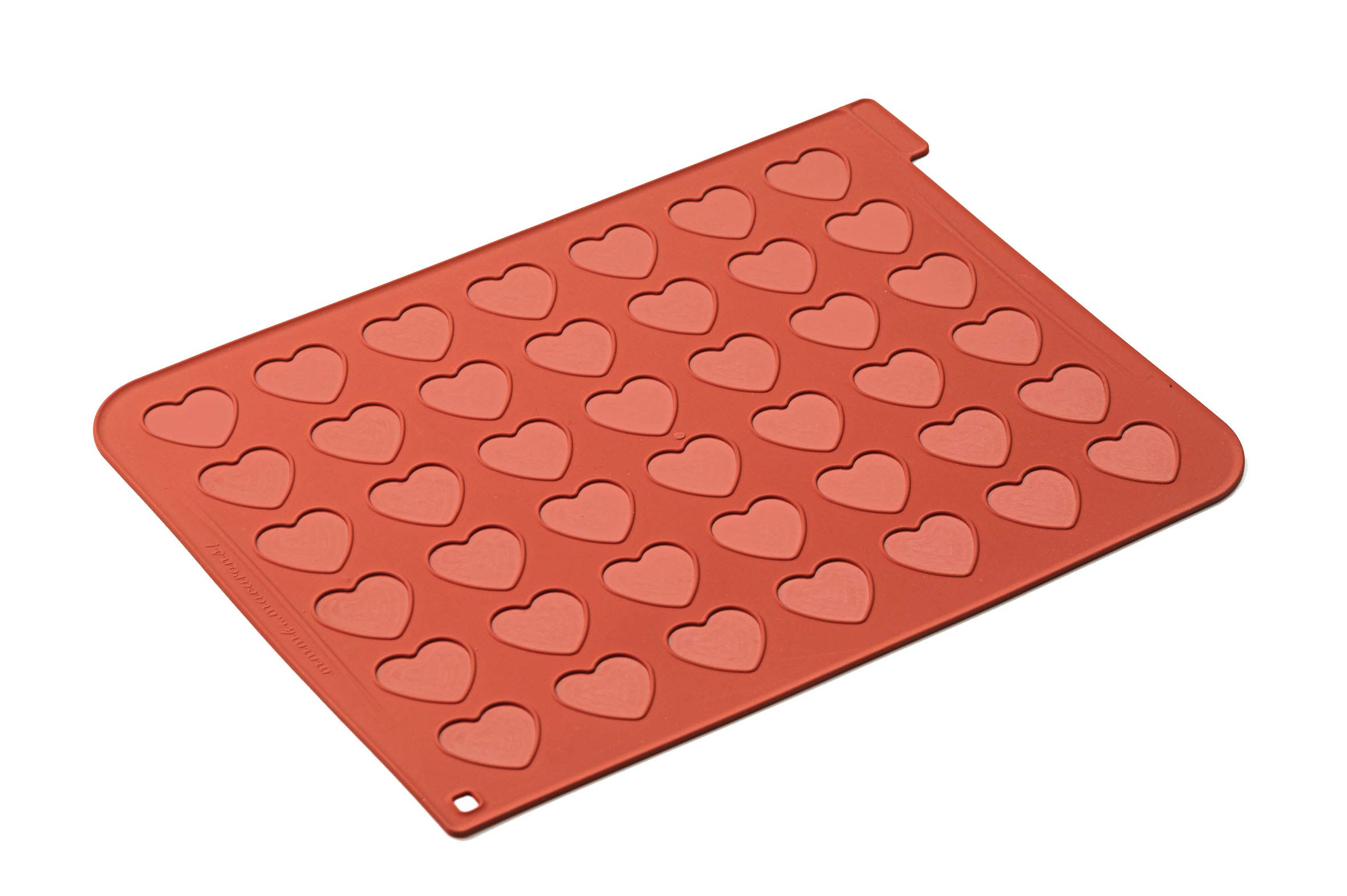 Silikomart 23.043.00.0065 mac03 Mat for Macaroons 42 Brick Shape Heart Red 5.5 x 5.5 x 12 "