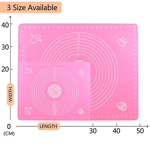 Silicone Baking Mat | Dough Rolling Measurement Mat, Large Size Non-Stick for Pastry, Fondant, Pizza, Pie, Cookie Roll Mat