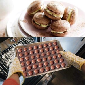 Silicone Macaron Mats, 2 Pieces of 30-Grid Macaron Pads Non-Sticking Kitchen Baking Molds Mats Pads for Making or Baking Macarons Cookies at Home Bakery Cake Shop